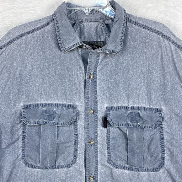 VTG GRAMICCI Mens XL Blue Gray Nylon Outdoor Camping Climbing Camp Shirt USA